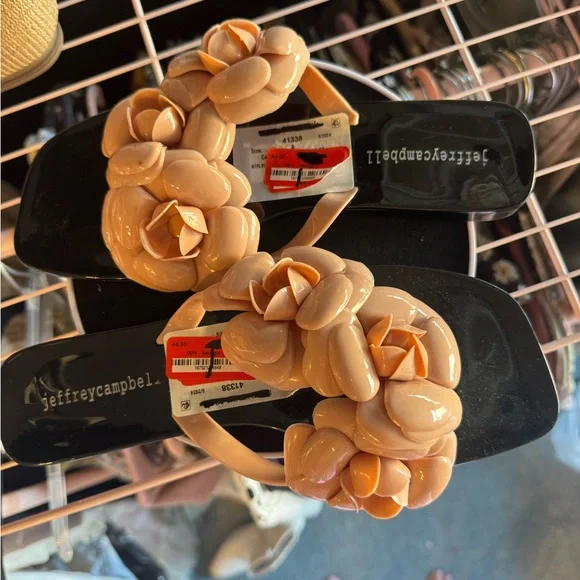 Jeffrey Campbell Black and Cream Braided Sandals - Picture 2 of 3